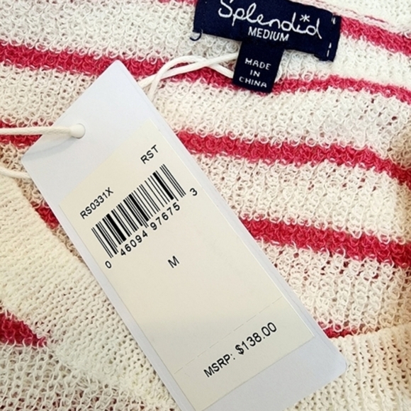 Splendid Pink Stripe Knotted Knit Sleeveless Top - Picture 7 of 10